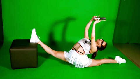 Talented naked gymnast Kim Nadara...